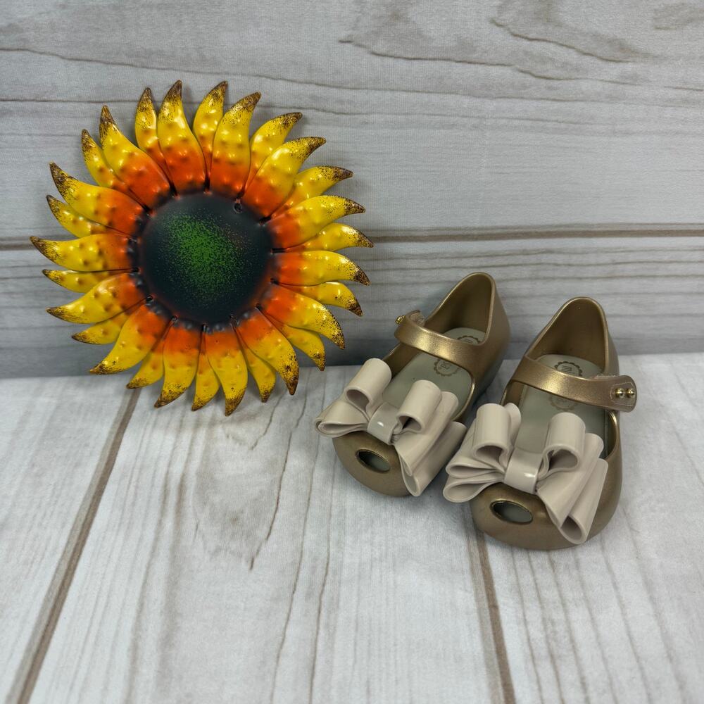 Mini Melissa Girl's Ultragirl Glitter Gold Shoes Size 4C